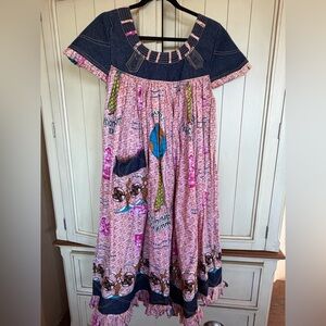 Handmade Batik Pink and Blue Midi Dress-International Women’s Day Festival Dress